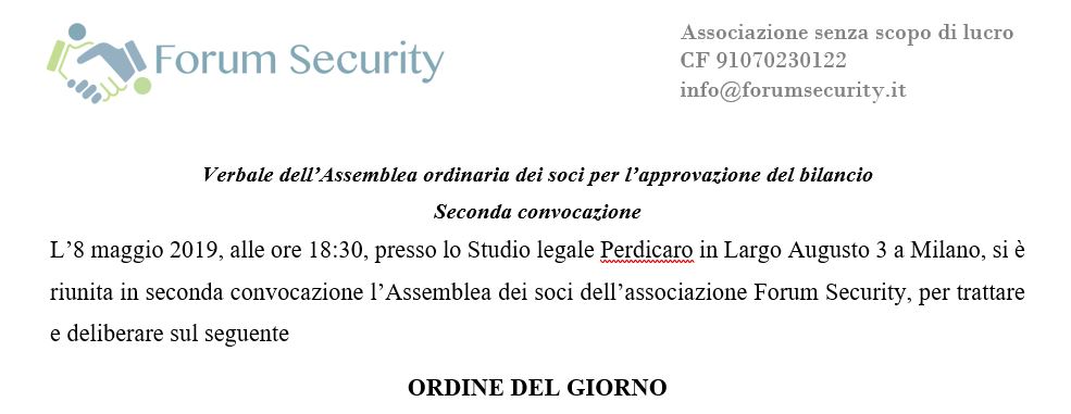Verbale Assemblea Soci 5 maggio 2019 Verbale Assemblea Soci 5 maggio 2019